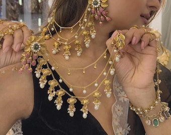 Çingene kostüm aksesuarları etnik hint takı setleri Boho elbise altın sikke koly