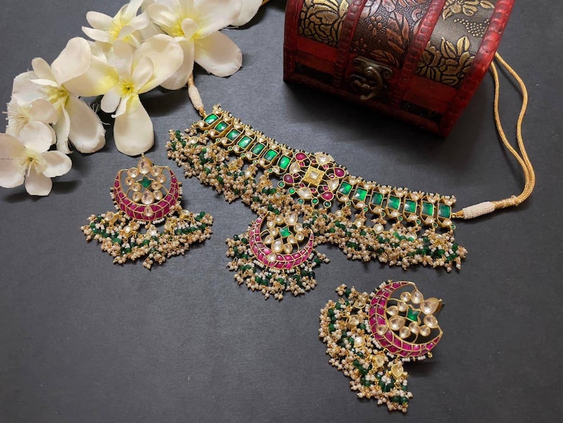 Real pachi kundan Necklace,Rajsathani jewelry,Rajwada Haar,Indian jewelry,Sabyasachi wedding jewelry,wedding set,kundan necklace combo,choke