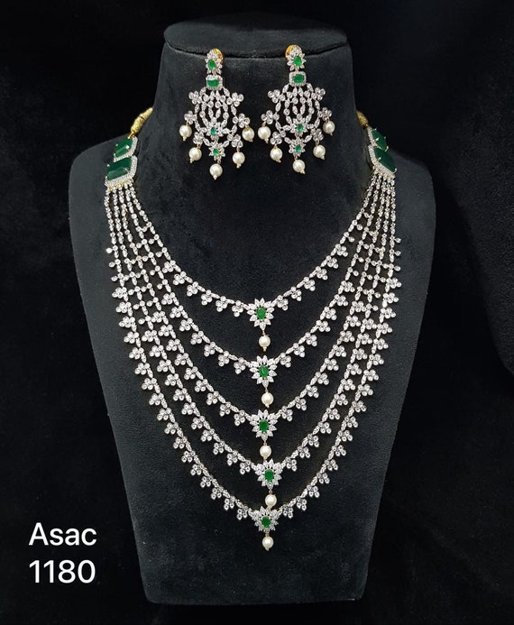 Gold Necklace Designs with Green Stones - Dhanalakshmi Jewellers