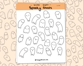 Spooky Ghost Sticker Sheet | Ghost Stickers | Planner Stickers | Bullet Journal Stickers | Cute Halloween Ghost Stickers
