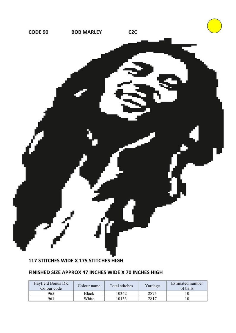 Bob Marley C2C Crochet Pattern Download - Etsy