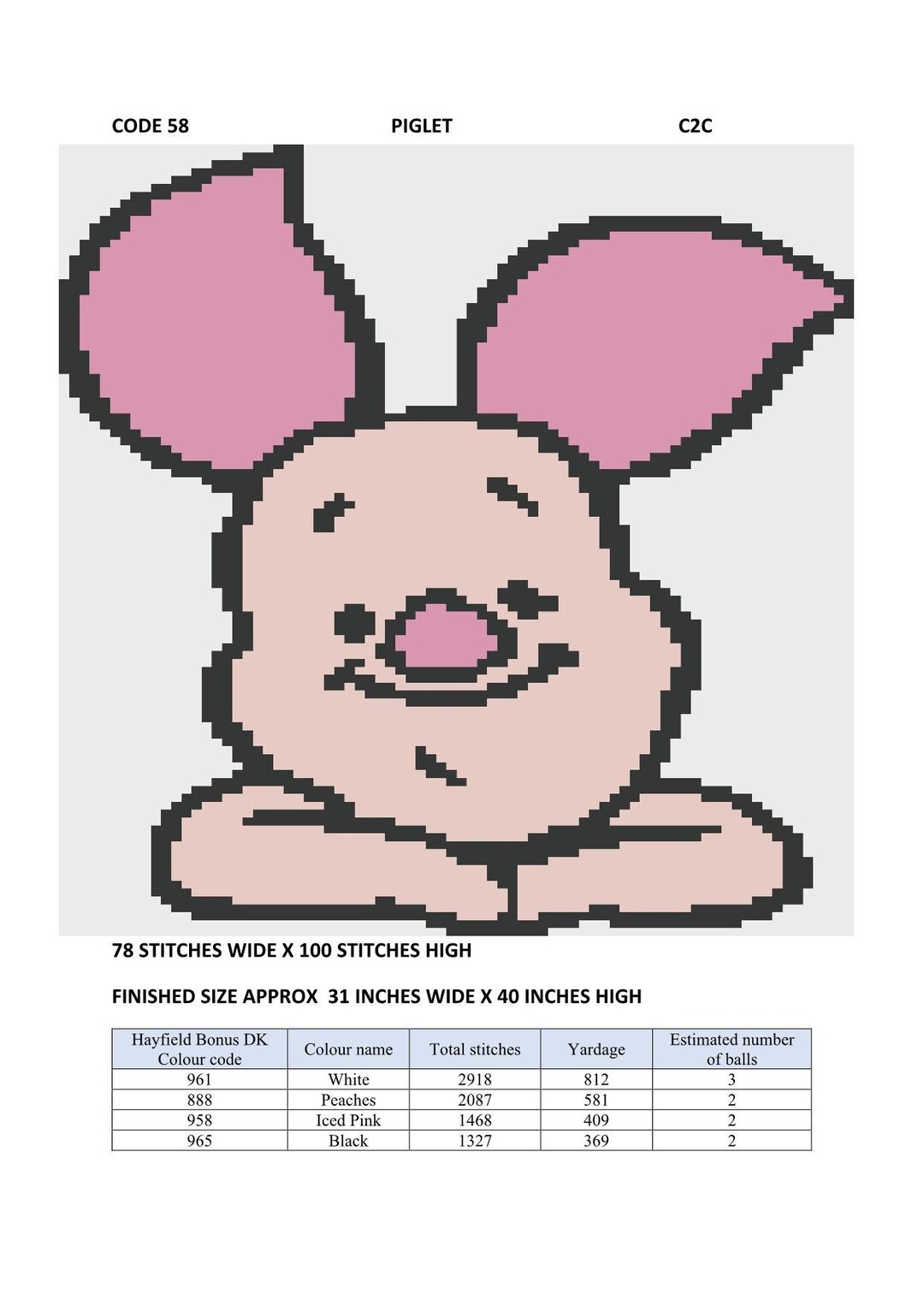 C2C Crochet Pattern Download - Etsy