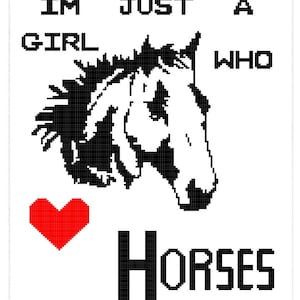 Im Just a Girl Who Loves Horses C2C Crochet Pattern Download