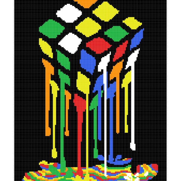 Dripping Rubik's Cube C2C Crochet Pattern Download