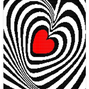 Heart Whirl Vortex Illusion C2C Crochet Pattern Download
