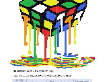 Dripping Rubik's Cube C2C Crochet Pattern Download