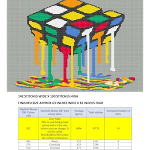 Veränderbare Hintergrundfarbe Tropfender Zauberwürfel Mini C2C Häkelanleitung Download