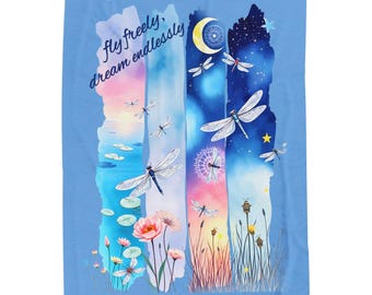 Dragonfly Velveteen Plush Blanket: Dreamy Cozy Home Decor