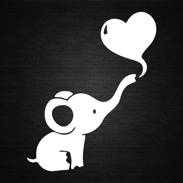 Elephant love heart vinyl decal sticker wall door window car van bike lorry home decoration