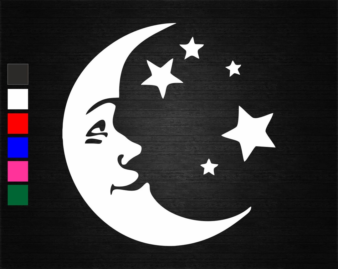 Moon and Stars Vinyl Decal Sticker Wall Door Window Car Van Bike Lorry