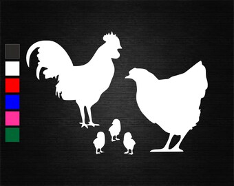 Chicken family vinyl decal sticker wall door window car van bike lorry home decoration