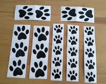 25 x Paw print cat dog vinyl decal stickers car/van/window groomers 6 colours