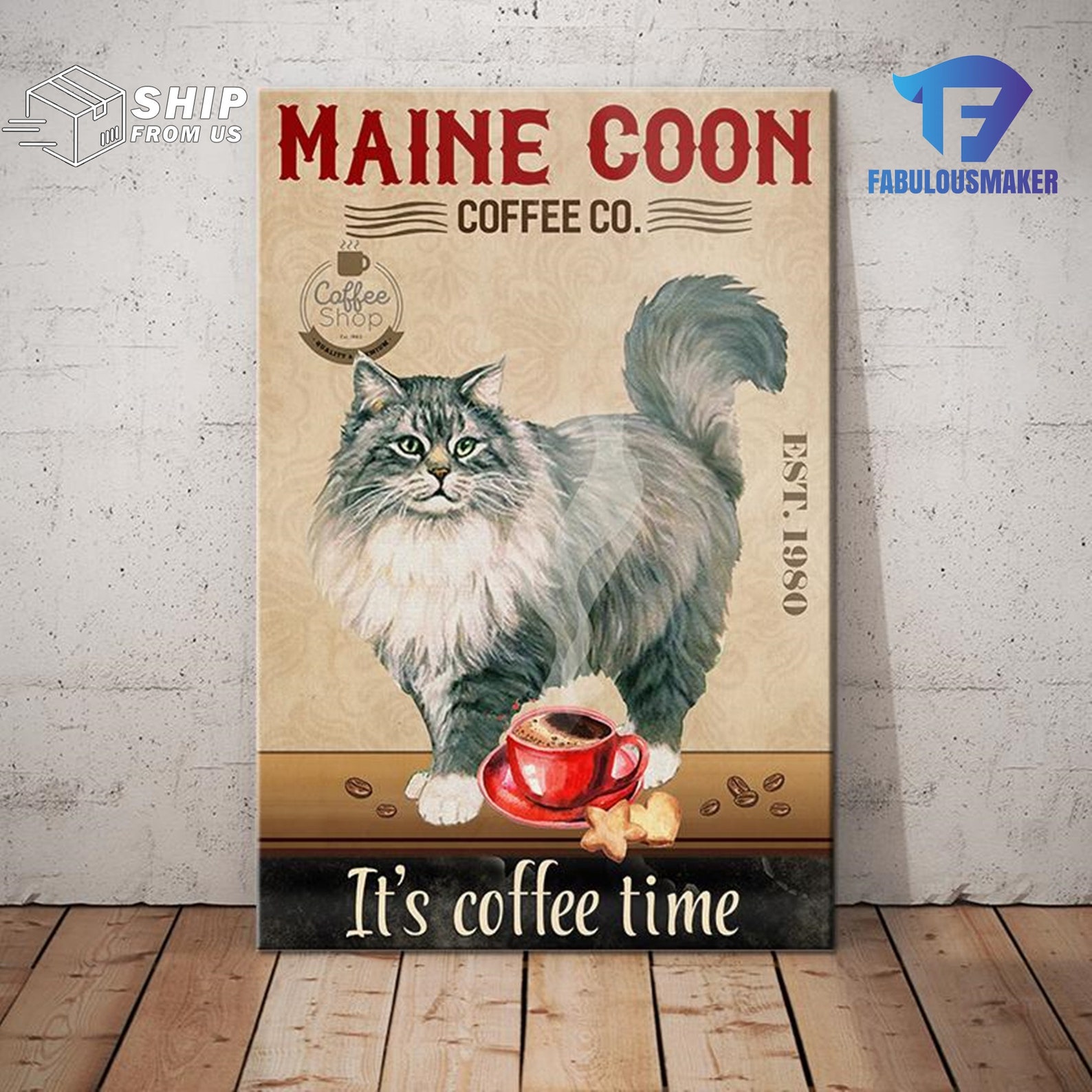 Gift For Maine Coon Cat Lovers Custom Year Poster Canvas Dog Etsy