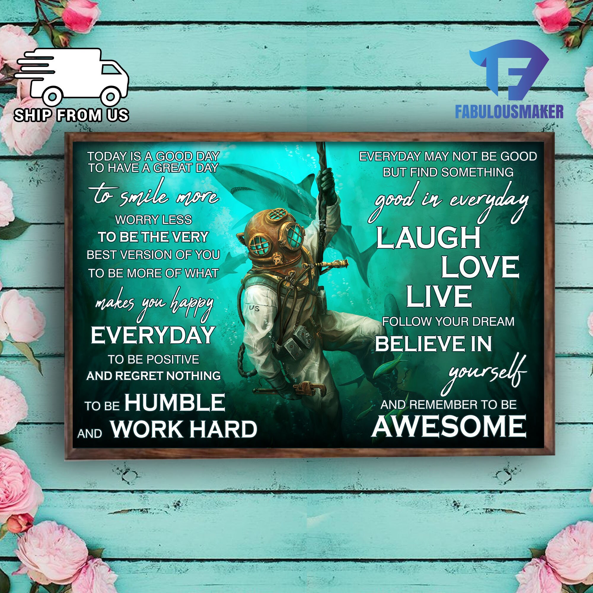 Scuba Diving Today Is A Good Day Art Wall Decor Gifts Poster No Frame 