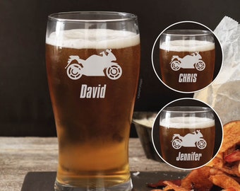Personalised Motorbike Engraved Pint Glass