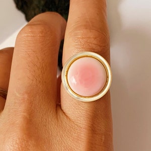 Pink Queen Conch Shell and  Mother of Pearl Ring, Adjustable Wedding Ring fro Women,Sterling Silver Gold Vermeil,Birthday Valentine&#39;s gift