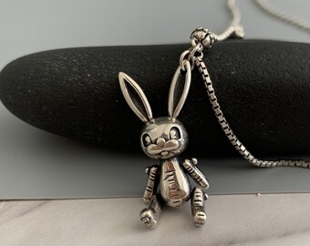 Sterling Silver Bunny Neckalce,Rabbit Charm Neckalce,Dainty Animal Necklace,925 Silver Pendant Necklace, Cute Easter Day Gifts