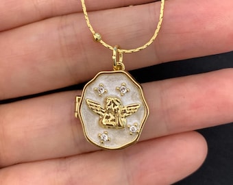 Colar com medalhão de anjo personalizado, colar com foto à prova d'água para mulheres, presente de joia memorial para o dia das mães, presente de aniversário de bebê