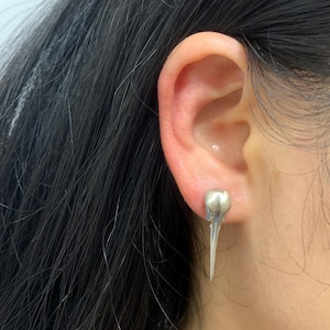 Sterling Silver Hummingbird Skull Stud Earrings, Skull Jewelry For Men Women,Bird Skull Stud,Gothic Punk Jewelry, Halloween Gifts