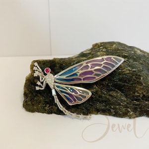Sterling Silver Dragonfly Brooch Pins,Handmade Brooch Pin,Statement Brooch, Insects flying Jewelry,scarf pins,Birthday Gift for Women