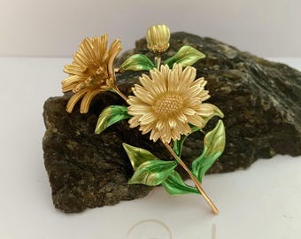 Sunflower brooch pin:Vintage Enamel Jewelry Gift for Women,girls,wife