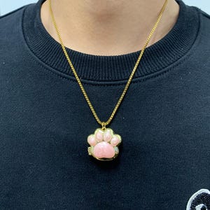 Pink Pet Claw Locket Necklace, Custom Waterproof photo neckalce for Women
