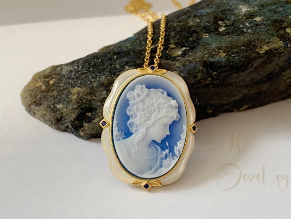 K14 シェルカメオ 2Way ペンダント トップ ブローチ QVC GSTV K14刻印