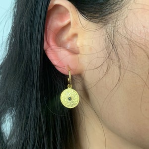 Small Hoop Charm Earrings ,Zodiac Sign Earrings,Dainty Huggie Hoop Earrings,Sterling Silver ,Gold huggie earrings,Delicate Hoop Earrings