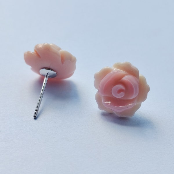 Pink Rose Earrings Etsy