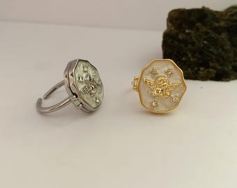 Angel Locket Ring,personalized Ring for Women,Baby Show,Anniversary gift