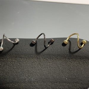 Twisted Spiral Helix Earring,S-Shape Conch Earring,Spiral Earrings Gold,Dainty Sterling Silver Cartilage Hoop,Black Minimalist Earrings