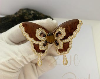 Hölzerne Schmetterling Brosche, handgemachte Insekt Schmuck, Hochzeit Geburtstagsgeschenk für Frauen