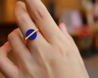 Lapis lazuli ring,Minimalist Stone Ring,Mother of Pearl Rings,Sterling silver ring gold plated,Adjustable Ring for Women,gift for mom