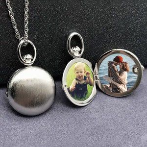 Locket Necklace with Waterproof Photo,Custom Picture pendant with 925 Sterling Silve ,Personalized Photo Necklace, Memorial Jewellery