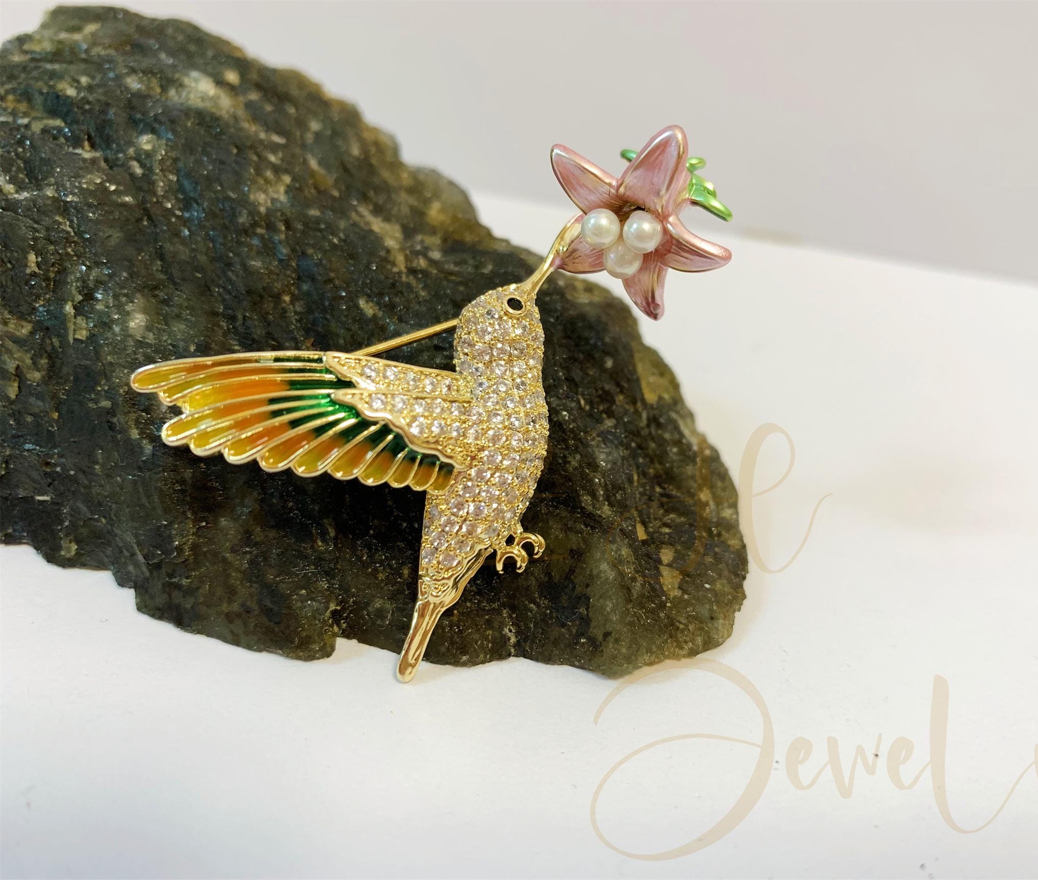 Susan Caplan Vintage Spilla a Forma Di Colibrì Anni '60 | Oro | IT