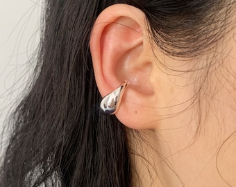 Orecchini a polsino spessi, orecchini a polsino senza piercing, orecchini a polsino in argento sterling, orecchini a polsino a conchiglia, orecchini a polsino spessi, orecchini a polsino per cartilagine Minimalis, regalo per lei