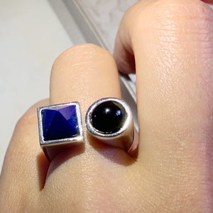 Black Onyx Ring,Adjustable lapis ring,lapis lazuli rings,sterling silver ring,statement ring,Unique Cool Ring,men rings,unisex lapis ring