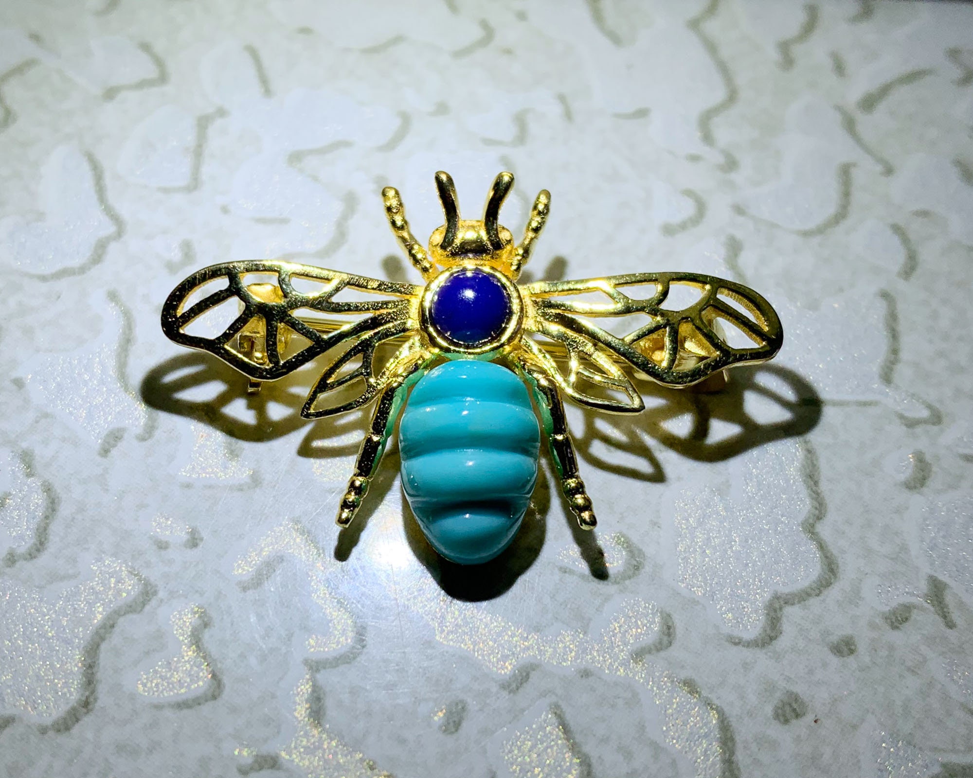 Turquoise Bee Brooch