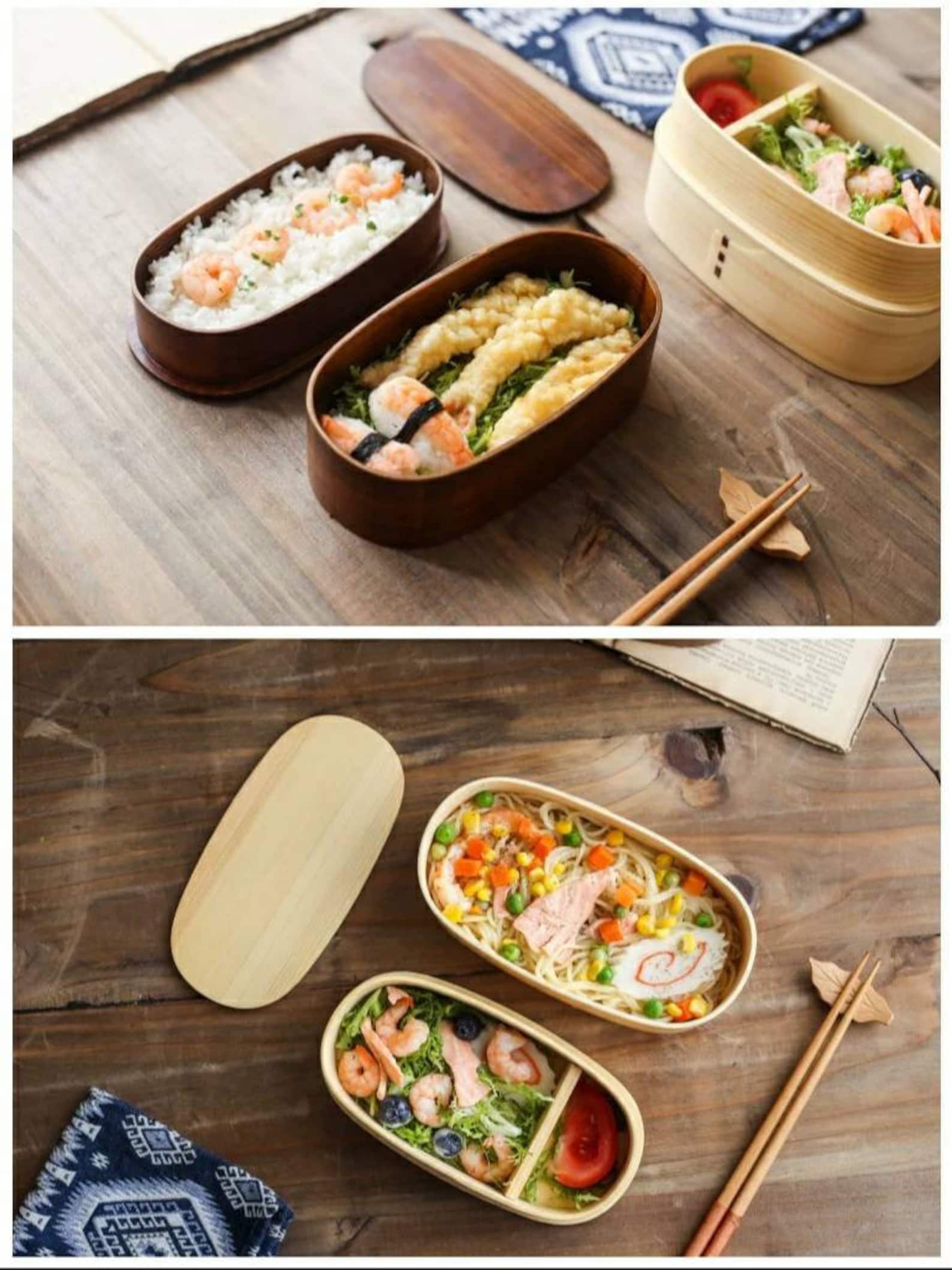 Japanese Bento box set Wooden & Double layered Bento Box with Etsy
