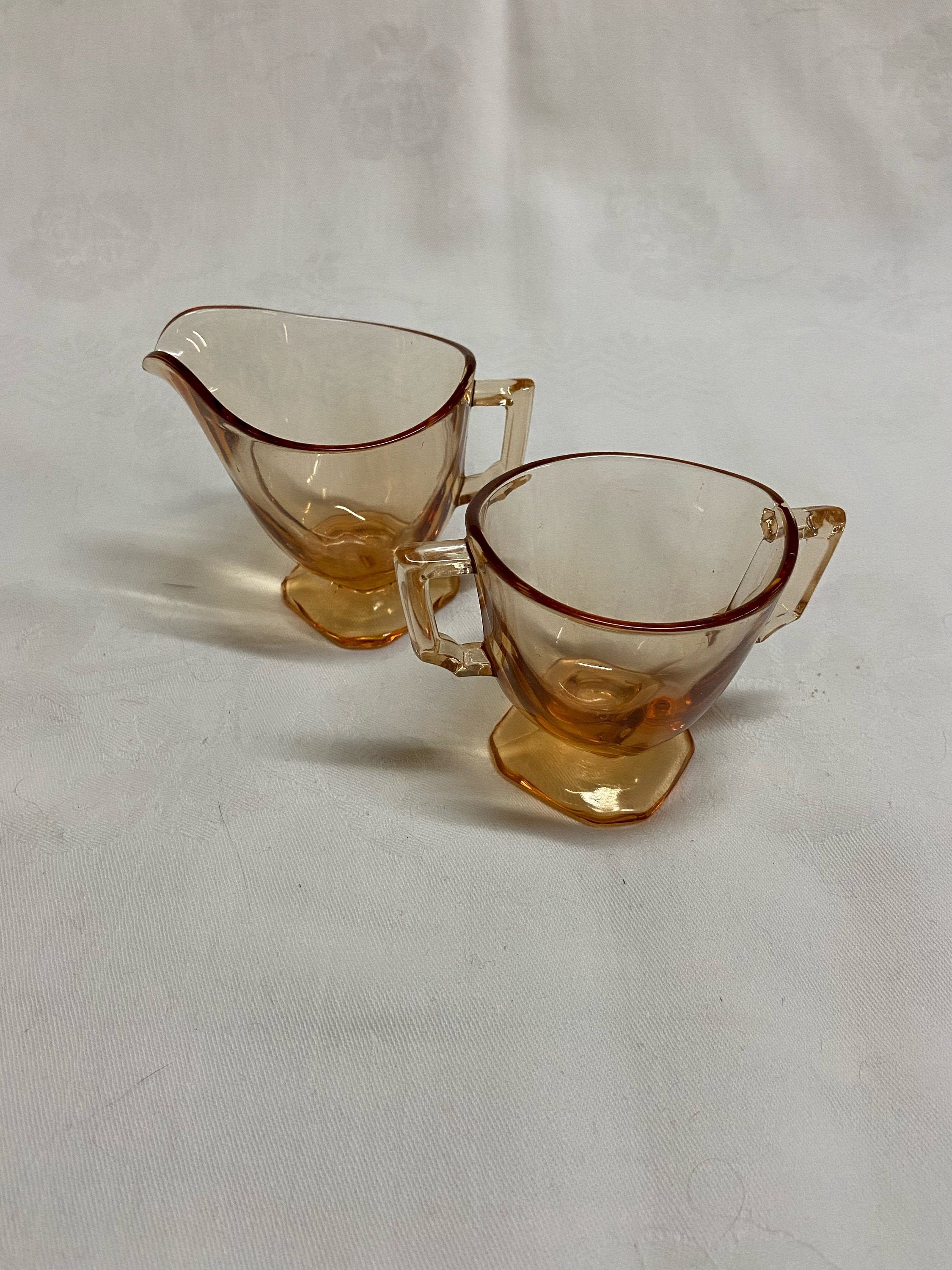 Vintage Marigold Carnival Glass Creamer and Sugar Dish Etsy