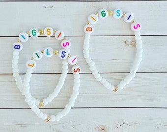 Big Sister Bracelet, Personalized Name, Little Sister, Big Sister Jewelry, New Big Sister Gift, Lil Sister Bracelet, Sibling Gift, Girl Gift