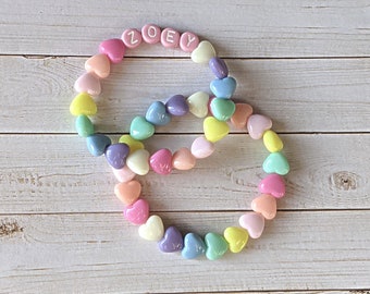 Kids Mini Heart Bracelet, Personalized Name Bracelet, Gift idea For Girl, Toddler Gift, Girl Jewelry, Gift for Kids, Heart Jewelry for Girl