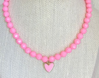 Heart Charm Necklace, Toddler Charm Necklace, Little Girl Jewelry, Necklace for Kid, Girl Accessories, Toddler Easter Gift, Easter Necklace