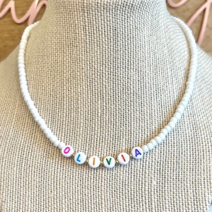 Name Necklace For Girls, Kids Jewelry, Personalized Necklace, Colorful Toddler Necklace, Beaded Necklace, Kids Gift, Girls Necklace, Choker