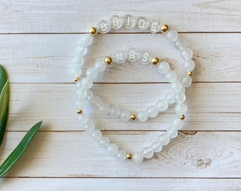 Bride Bracelet, Bride To Be Gift, Gift for Bride, Wedding Bracelet, Bride Jewelry, Mrs Bracelet, Wifey Bracelet, White Bride Bracelet