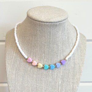 Girls Necklace, Beaded Necklace, Toddler Jewelry, Little Girls Jewelry, Heart Necklace For Toddlers, Gifts For Kids, Heart Jewelry for Child