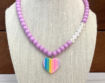 Girls Personalized Necklace, Toddler Charm Necklace, Baby Necklace, Little Girls Fashion, Kids Heart Necklace, Easter Gift For Kid, Egg Hunt