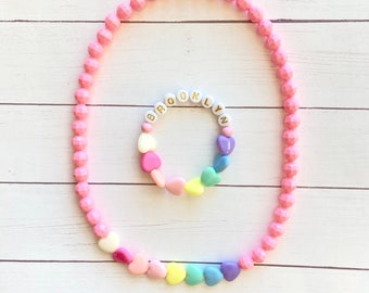 Necklace Set, Easter Gift For Girls, Kids Easter Basket, Bracelet Set, Egg Hunt, Personalized Gift Toddlers, Easter Jewelry, Heart Bracelet