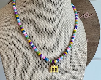 Personalized Initial Necklace, Name Necklace For Kids, Toddler Jewelry, Personalized Gift For Toddler, Little Girls Bead Necklace, Bday Gift