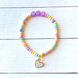 Personalized Name Bracelet, Girls Charm Bracelet, Toddler Gift, Birthday Gift Girls, Toddler Bracelet, Little Girls Heart Bracelet